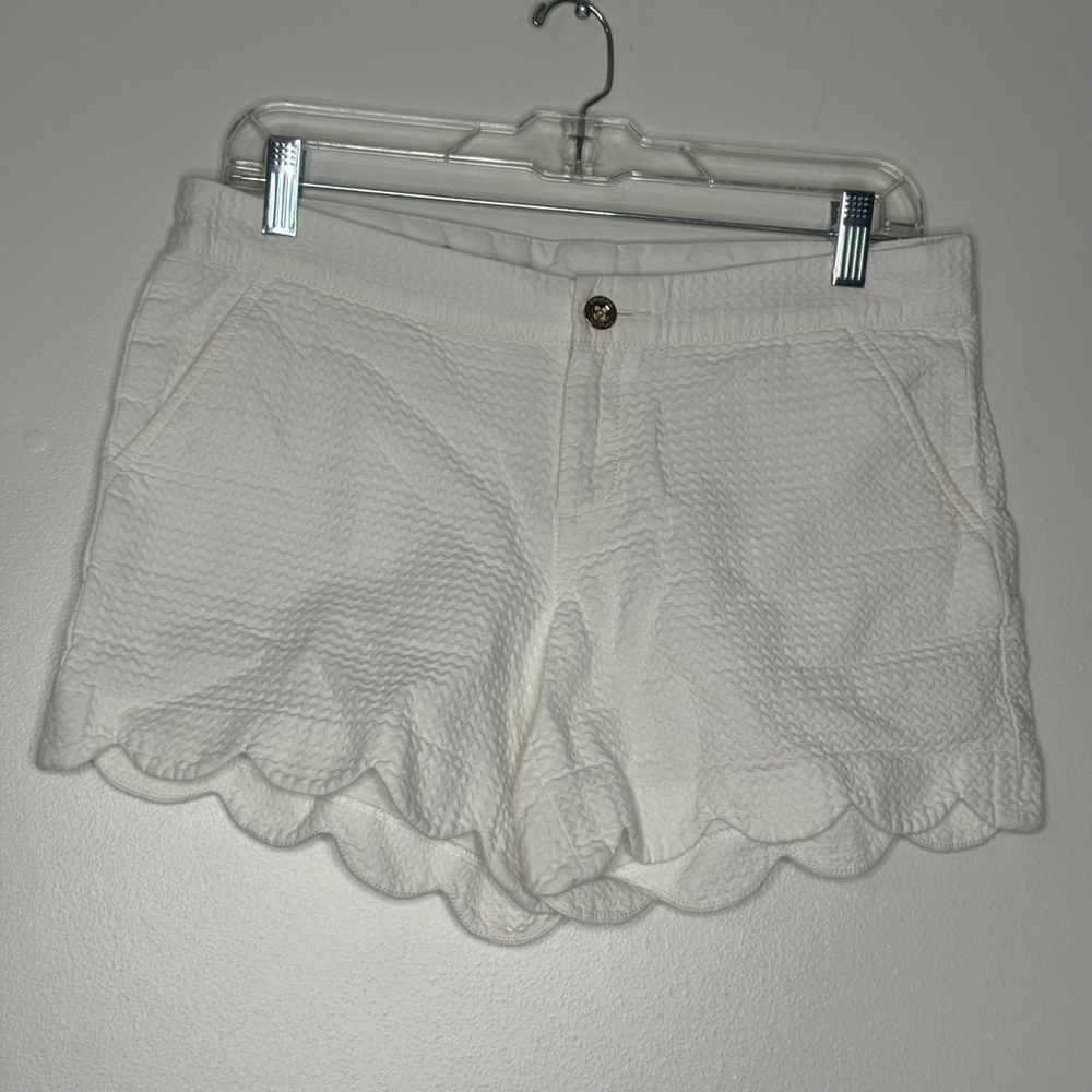 Lilly Pulitzer Buttercup Shorts White Textured Scallop Hem Size 6 Summer - Picture 3 of 10
